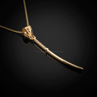 Solid Gold Japanese Katana Short Sword Pendant Necklace