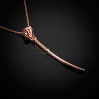 Rose Gold Japanese Katana Short Sword Pendant Necklace