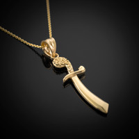 Rose Gold Scimitar Sword Pendant Necklace