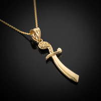 Gold Scimitar Sword Necklace