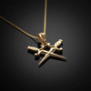 Crossing Knives Gold Charm Necklace