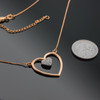 14K Rose Gold Open Heart Diamond Pave Heart Enclosure Necklace