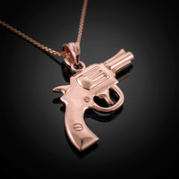 Rose Gold Revolver Pistol Gun Necklace