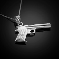 White Gold Pistol Necklace