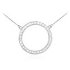14K White Gold Eternity Circle of Life Diamond Karma Ring Necklace