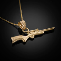 Rose Gold Sniper Rifle Gun Pendant Necklace