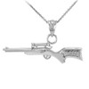 White Gold Sniper Rifle Charm Necklace