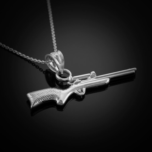 White Gold Sniper Rifle Necklace
