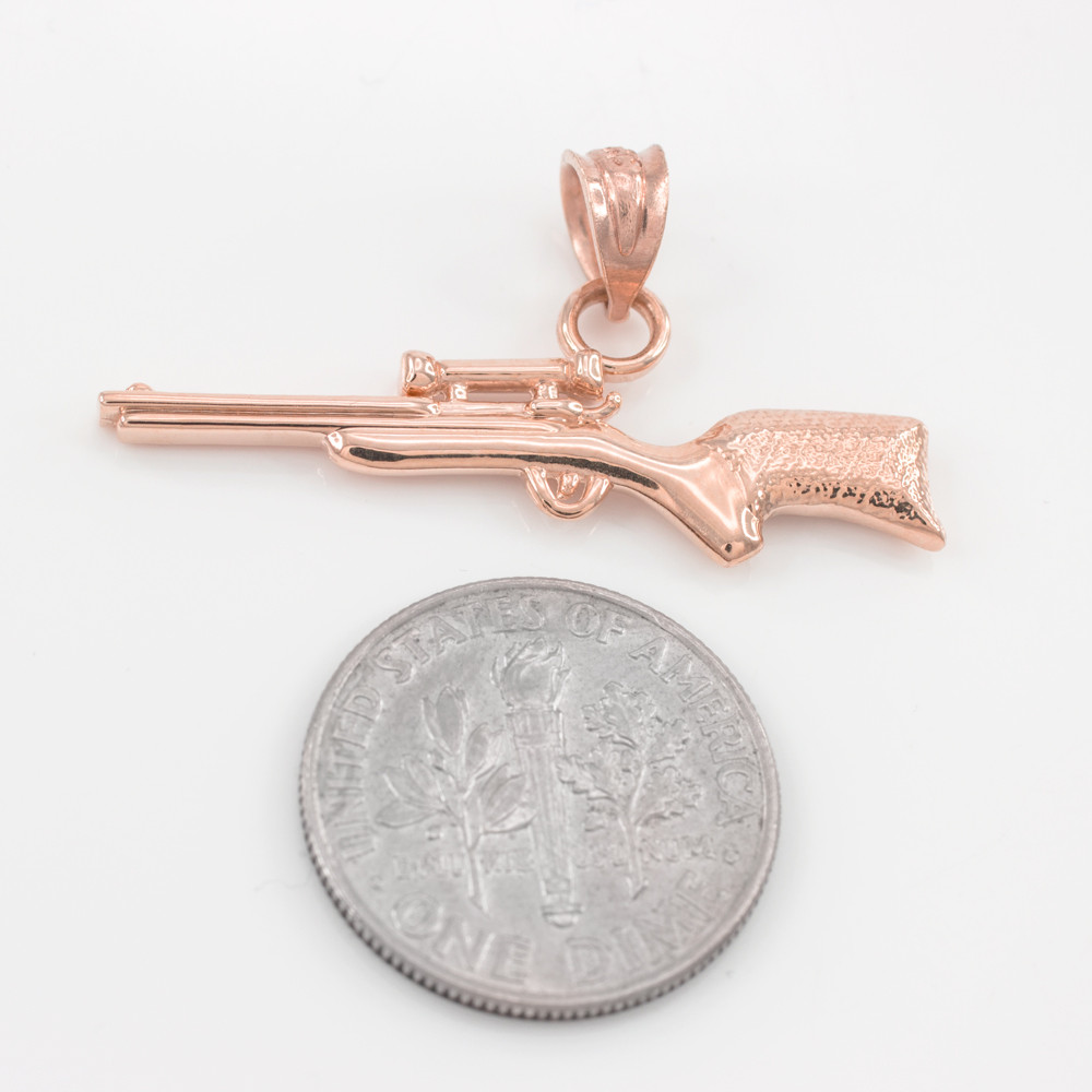 Rose Gold Sniper Rifle Gun Pendant Necklace