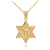 Gold Star of David Chai Necklace