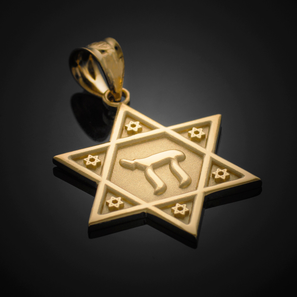 Gold Star of David Chai Pendant Necklace