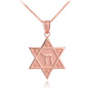 Rose Gold Star of David Chai Necklace