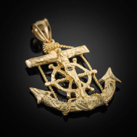 Gold Large Crucifix Mariner Pendant