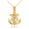 Gold Mariner Anchor Cross Pendant Necklace