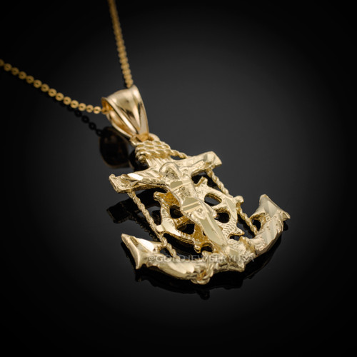 Gold Mariner Crucifix Cross Necklace