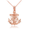 Rose Gold Mariner Crucifix Anchor Cross Necklace