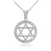 White Gold Star of David Necklace
