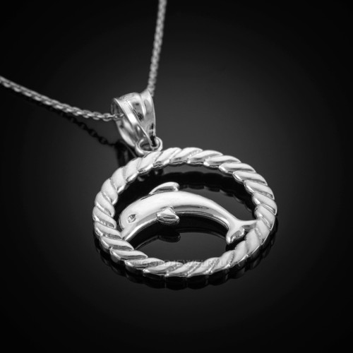 White Gold Dolphin Pendant Necklace