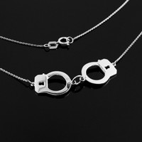 14k White Gold Handcuffs Necklace