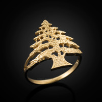 Gold Cedar Tree of Lebanon Ring
