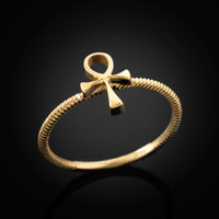 Ladies Gold Ankh Ring