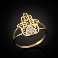 Diamond Hamsa Gold Ring