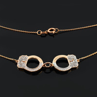 14k Rose Gold Handcuffs Necklace with Diamond Accents