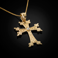 Gold Armenian Cross Charm Necklace