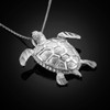 White gold turtle necklace
