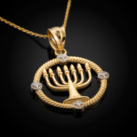 Gold Menorah Pendant