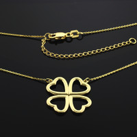 14K Gold Four-Leaf Heart Clover Necklace