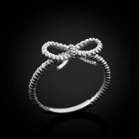 White Gold Infinity Bow Knot Ladies Ring