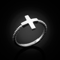 White Gold Greek Cross Ring