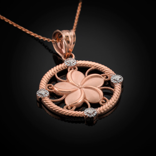 Rose Gold Plumeria Pendant Necklace