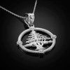 White Gold Cedar Tree Lebanon Necklace