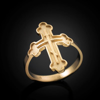 Gold Russian Cross Ring