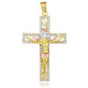 Tri-Tone Gold CZ Crucifix Pendant