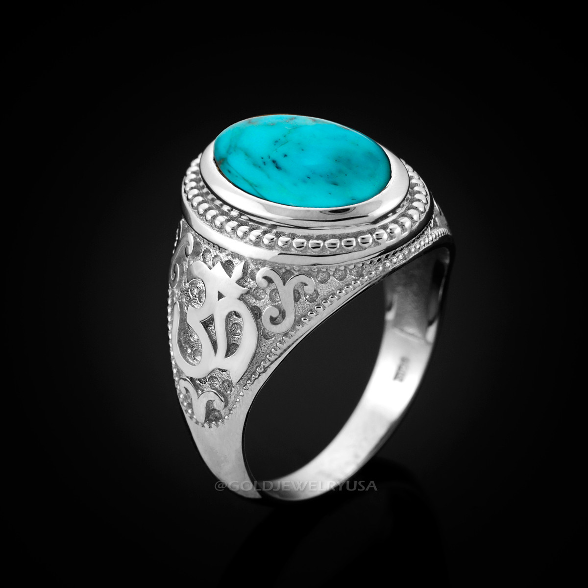 Blue Sleeping Beauty Turquoise With White Diamond 14k Yellow Gold Ring  0.02ctw - CLG599 | JTV.com