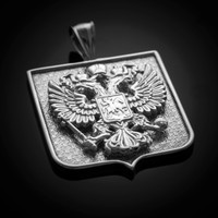 Russian Coat of Arms White Gold Pendant