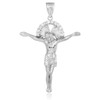White Gold Diamod Cut CZ Crucifix Pendant