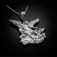 White Gold St Michael Necklace