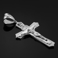 White  Gold Holy Trinity Crucifix Pendant