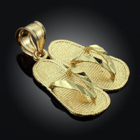 Gold Flip Flops 3D Charm Pendant