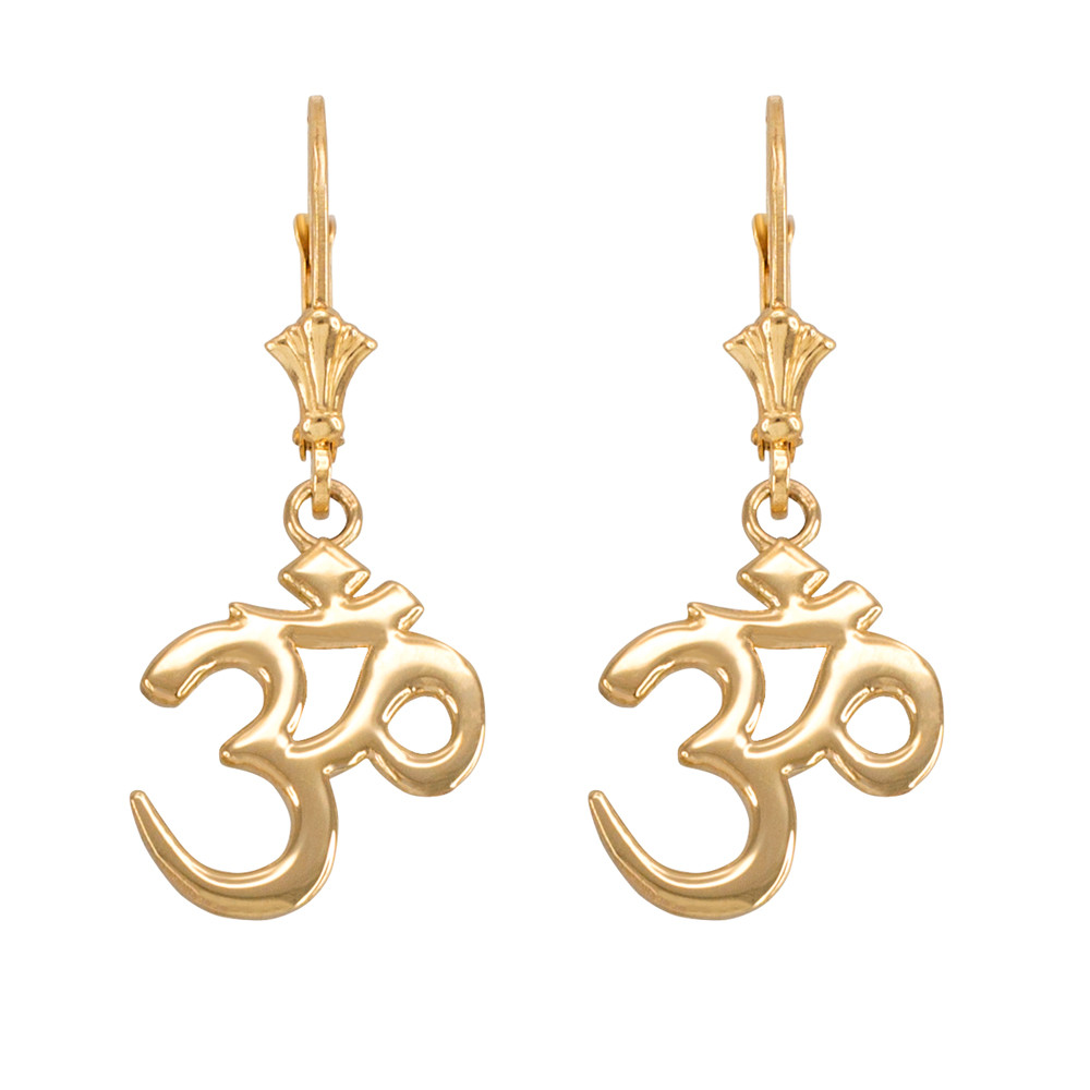 14K Gold Om (Aum) Mantra Yoga Earrings