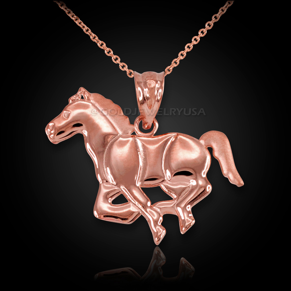 Rose gold shop horse necklace