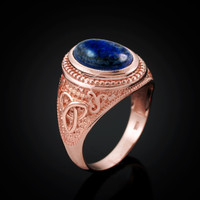 Rose Gold Celtic Knot Lapis Lazuli Gemstone Statement Ring