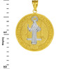 Two-Tone Solid Gold St. Benedict Medallion Pendant