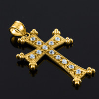 Gold Armenian CZ Cross Pendant