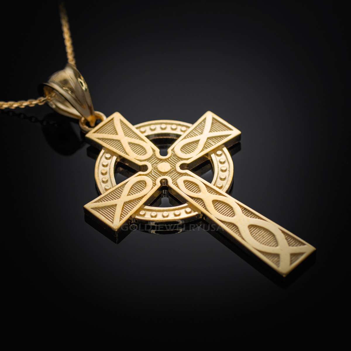 10kt Yellow Gold Celtic Cross Necklace | Claddagh Jewellers