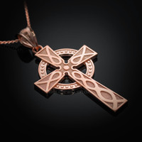 Rose Gold Celtic Cross Pendant Necklace